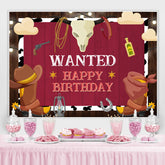 Lofaris Wanted Happy Birthday Cowboy Party Backdrop for Men